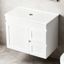 Stefania 750mm Matte White Wall Hung Single Vanity with Stone Countertop